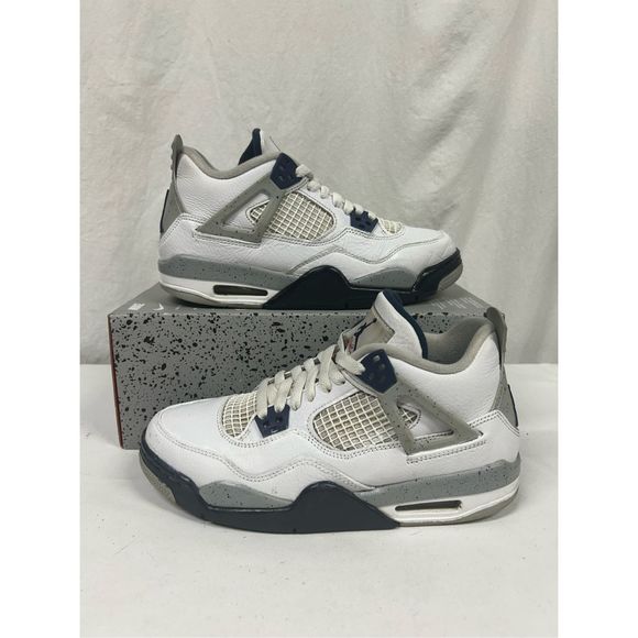 Jordan Other - Nike Air Jordan 4 Retro Midnight Navy Blue White Gray 408452-140 GS Size 7Y